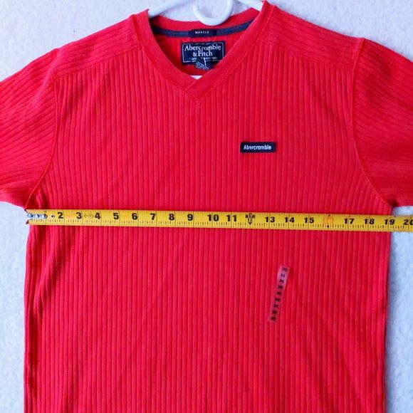 Abercrombie & Fitch Orange Muscle Ribbed Sweatshirt Men's Sz M Y2K Vintage NOS - Picture 9 of 16